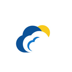 Abstract illustration of blue and yellow clouds blending together, creating a vibrant and dynamic atmosphere, representing weather concepts and artistic expression in design