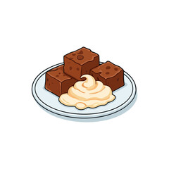 Brownie Bites with Whipped Cream on a Plate