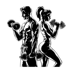 silhouette of a man with dumbbell