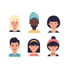 Diverse Group of Flat Style Avatars