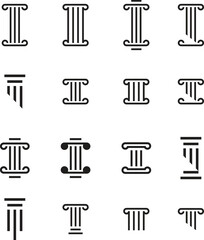 Simple elegant law firm logo collection , justice logo set , blue and white background