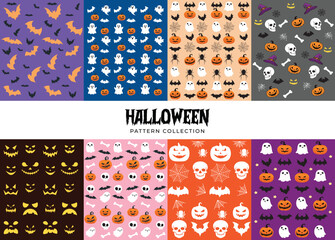 Halloween pumpkin seamless pattern, Halloween holiday party, background collection.