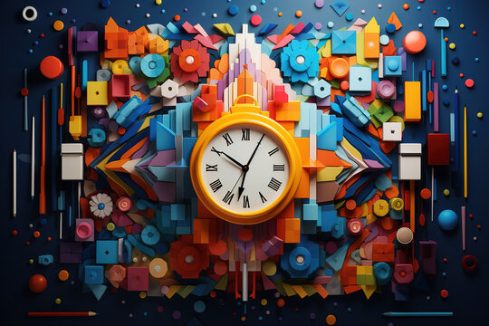 Dynamic Back to School Background with Colorful Geometric Shapes and Academic Symbols