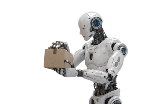 Robot handling a package