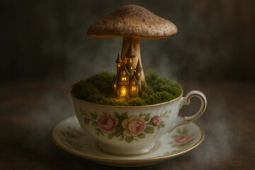 Mushroom Castle in a Teacup Forest