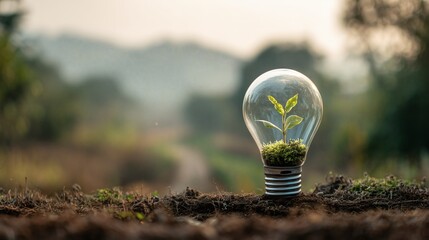Une ampoule avec un plant vert à l'intérieur écologique, représente une idée éco responsable dans le cadre de la RSE
