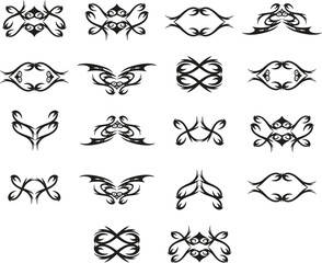 Fototapeta premium Tattoo tribal vector design art set. 