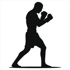 A powerful silhouette of a boxer in action, showcasing strength, agility, and determination in the boxing ring
