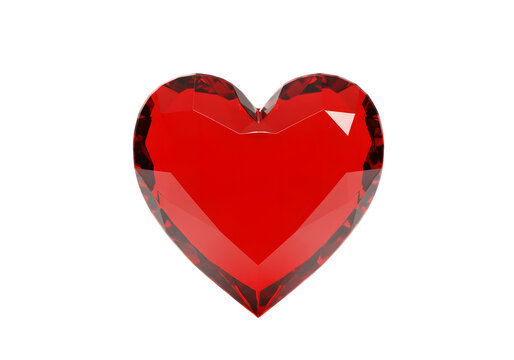 A single red heart shaped gem on black background