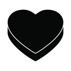 A solid black heart shape conveys love and affection, isolated on a clean white background
