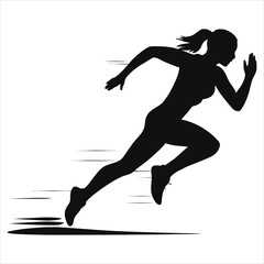 A dynamic silhouette of a woman running with speed and determination, showcasing her athletic prowess and healthy lifestyle