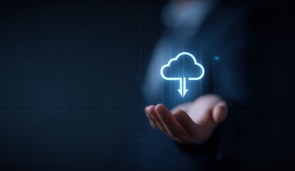 business man pressing a touchscreen button