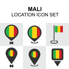 Location markers using the national flag of Mali, great for West African visuals.
