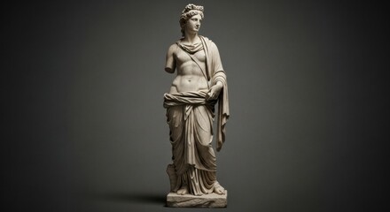 A beautiful studio render of the Venus de Milo, the iconic Greek statue of the goddess Aphrodite, on a dark background.