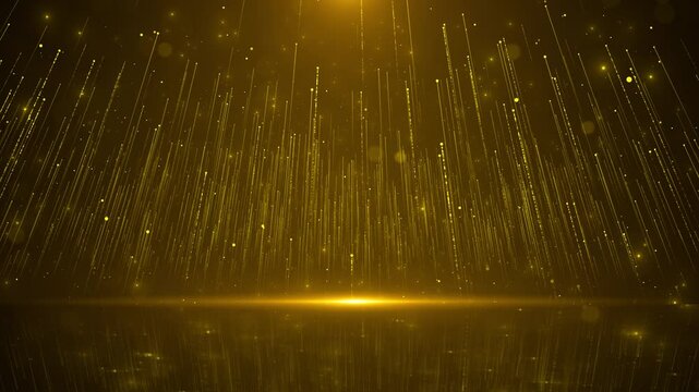 Abstract gold long tail particle falling new year, Christmas festival, award, celebration 4K motion background. light Dust Rain. awards ceremony, birthday, Holiday, new year, Party, event Invitation