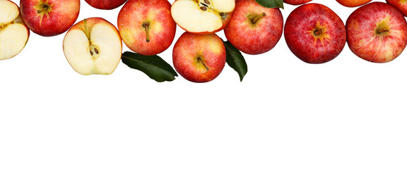 red apple on white background.