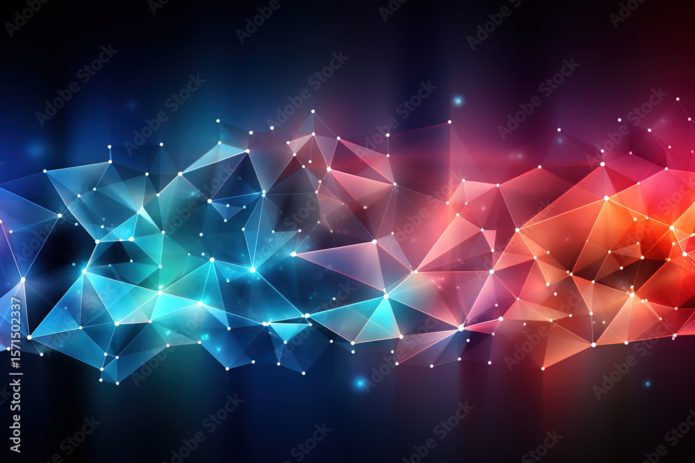 Wall mural abstract geometric design featuring interconnected polygons in a digital space