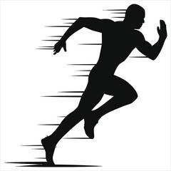 Vector Silhouette of a Person Running at High Speed/A dynamic silhouette of a person running at high speed.
