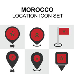  Moroccan-themed location icons with flag and desert-inspired design.