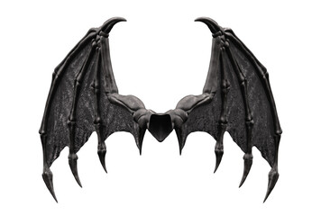 3d rendering black demon wings isolated