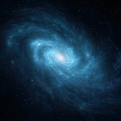 Fototapeta premium Blue Spiral Galaxy in Dark Space.