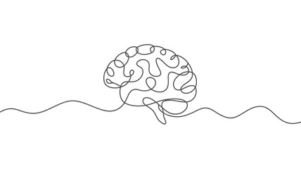 Brain Continuous Line Drawing for Creative Thinking and Intelligence Concept