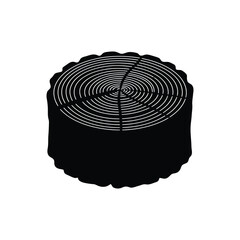 Fototapeta premium A black tree stump with visible growth rings is isolated on a white background, showcasing a natural design element