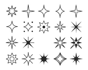 Various starburst and sparkle graphic elements shine twinkle