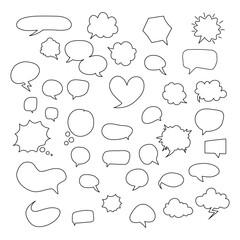 Hand-drawn collection of doodle speech bubbles sets for creative communication and design projects
