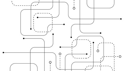 Digital technology concept with integrated circuit and network communication elements