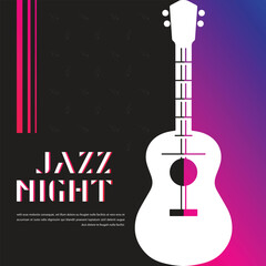 colorful Nashville Country Bluegrass style retro poster typography design template with electric guitar