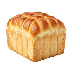 Freshly baked loaf of bread with a golden crust, cut out