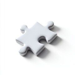 Obraz premium A single, white abstract puzzle piece, isolated on a pure white background. Solution, missing piece.