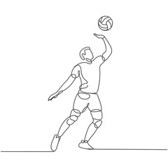 Volleyball player spiking the ball in continuous line drawing style