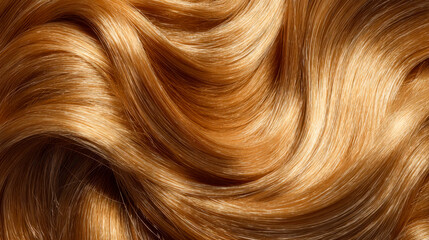 Fototapeta premium Close-up of smooth, glossy chestnut-colored hair with flowing waves