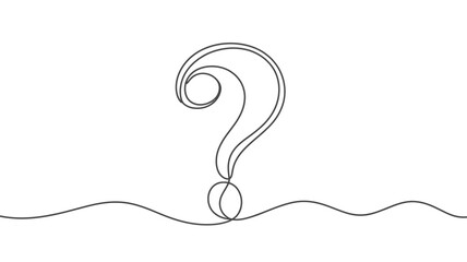 Single Line Drawing of a Question Mark on White Background