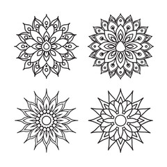 line art of Mendi mandala bundle on the white background