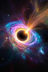 Vivid Abstract Rendering of A Black Hole in Deep Space Illustration