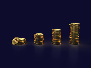 積み上げられたビットコインの3Dイラスト
