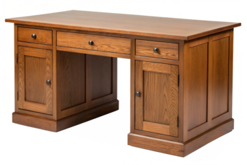 Classic Wooden Executive Desk with Drawers and Cabinets Perfect for Home Office or Study