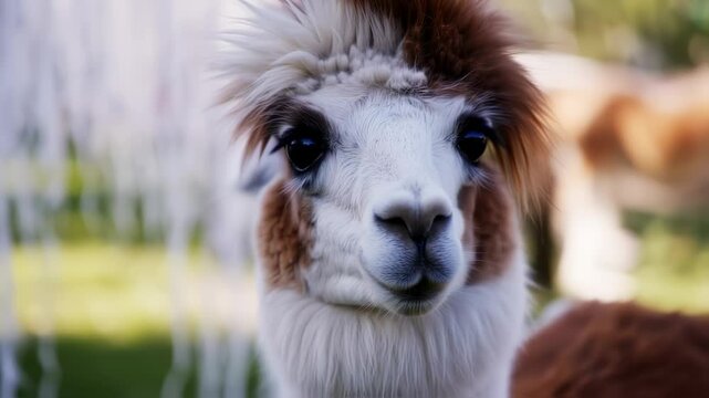 Close-up Portrait of a Charming Alpaca with Unique Hairdo