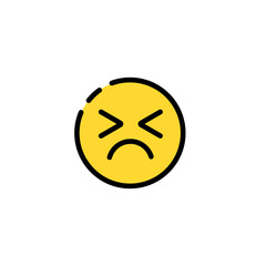 Icon showing intense emotional expression with eyes closed and mouth scrunched tight.