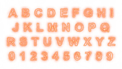 alphabet letters and numbers neon lights glowing fire font on transparent background, png uppercase letters gamer and technology design element  © Hasti