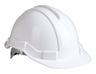 A bright white hard hat symbolizes workplace safety and essential head protection for various industries.
