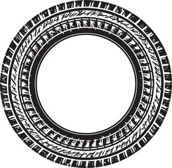 Grunge Tire Track Circle Silhouette in Black | Off-Road Wheel Mark Illustration Vector Format