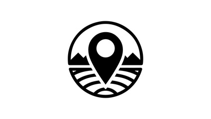 location, travel, plane, aero plane logo mountain icon vector 