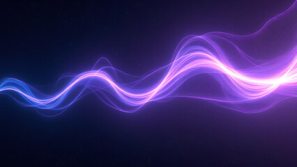 Ein abstraktes, kosmisch inspiriertes Bild, das Energiestreifen und leuchtende Spuren zeigt, wie Polarlichter oder Plasma im Weltraum. Dunkle Lila-, Schwarz-, Elektroblau- und Violetttöne.KI Generated