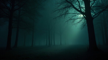 Ein abstrakter Hintergrund, inspiriert von einem dichten Wald um Mitternacht. Tiefe Schwarz-, Indigo- und Dunkelgrüntöne, mit schwachen Umrissen von Ästen und Blättern. KI Generated