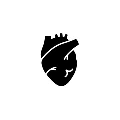 Stylized black heart combines anatomy and bold design, featuring a striking lightning bolt accent.