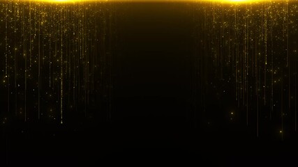 Golden particles moving luxury glitter frame border isolated on transparent background. Celebration . Shiny glittering dust. Falling golden sparkling glittering border, Mockup, holiday decoration - Powered by Adobe